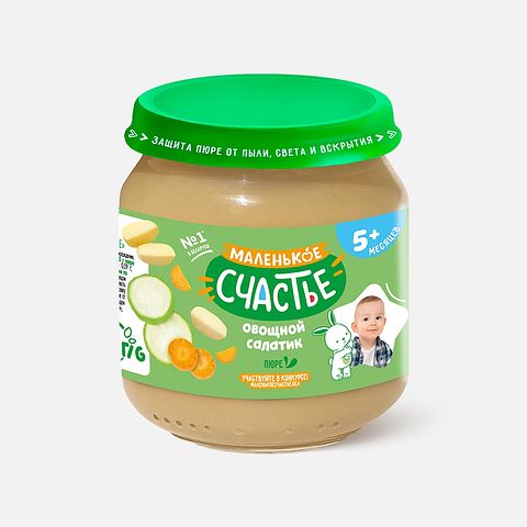 Изображение товара Из Беларуси: Пюре Маленькое счастье, без сахара, овощной салатик, с 5 месяцев, 90 г