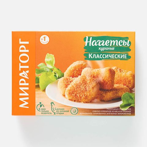 Изображение товара Куриные наггетсы Мираторг, Классические, заморозка, 250 г
