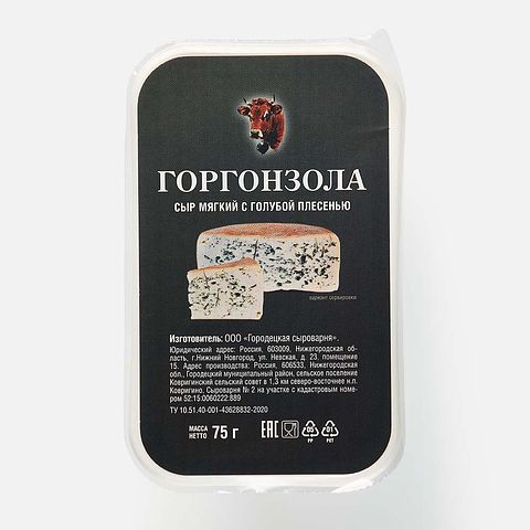 Изображение товара Горгонзола Городецкая сыроварня Курцево, с голубой плесенью, 50%, 75 г
