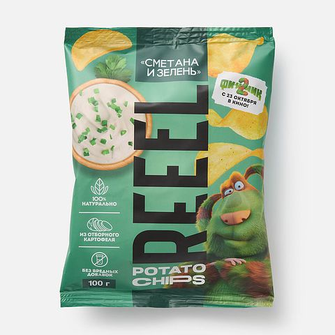 Изображение товара Чипсы Reeel, сметана и зелень, 100 г