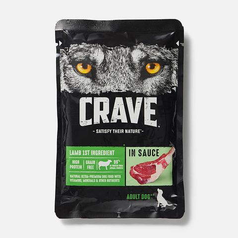 Изображение товара Влажный корм Crave, для взрослых собак всех пород, полнорационный, с ягнёнком, в соусе, 85 г