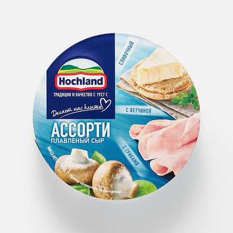 Изображение товара Плавленый сыр Hochland, Синее ассорти, 50%, 140 г