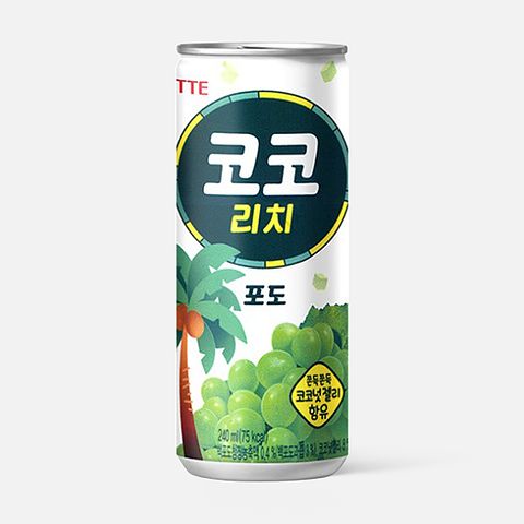 Изображение товара Напиток Lotte, Coco Rich, с соком, виноград и кокос, без газа, 0,24 л