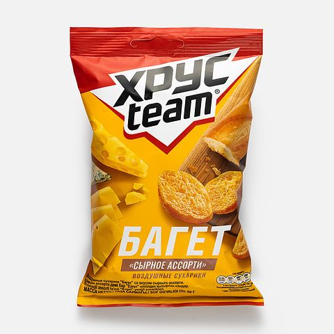 Изображение товара Сухарики Хрусteam Багет, сырное ассорти, 60 г