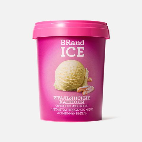Изображение товара Сливочное мороженое BrandIce, Итальянские канноли, с ароматом творожного крема и вафель, 250 г