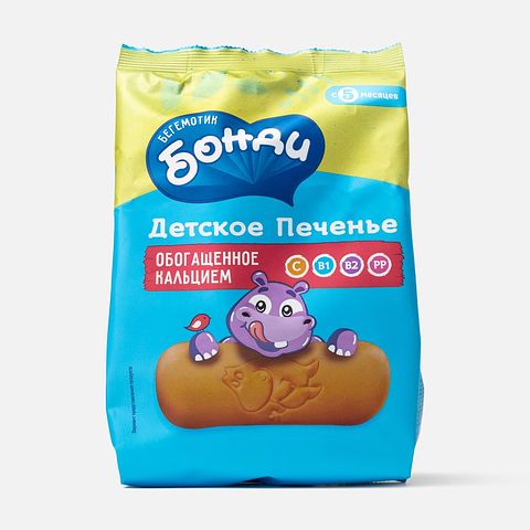 Изображение товара Печенье Бегемотик Бонди обогащённое кальцием, с 5 месяцев, 180 г