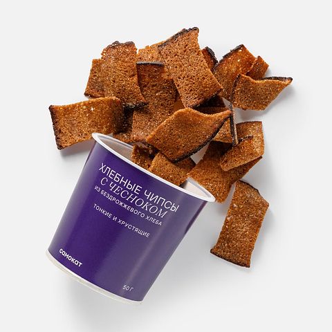 Изображение товара Хлебные чипсы Самокат, чеснок, 50 г