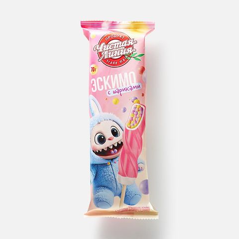 Изображение товара Эскимо Чистая линия Спиролло, пломбир, с рисовыми шариками, в глазури, с ароматом малины, 70 г