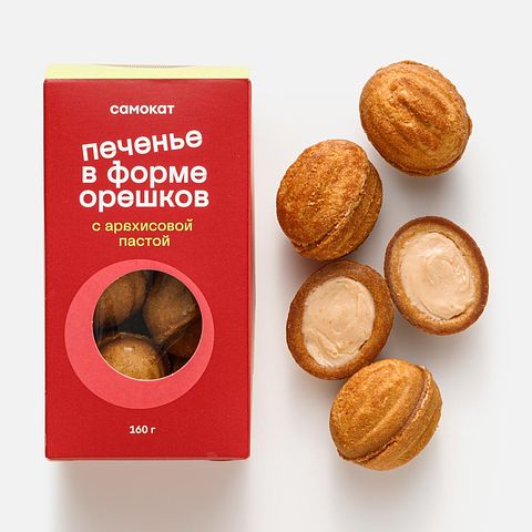 Изображение товара Печенье Самокат, в форме орешков, с арахисовой пастой, 160 г