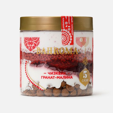 Изображение товара Пломбир Bahroma, 12%, чизкейк, гранат и малина, в банке, 320 г