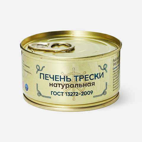 Изображение товара Печень трески Русские берега, натуральная, 120 г