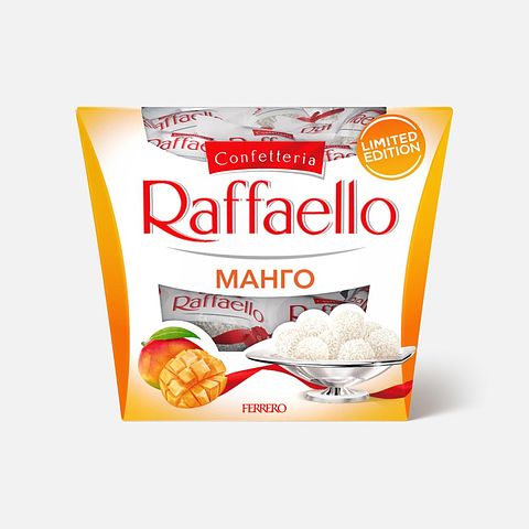 Изображение товара Конфеты Raffaello, с цельным миндальным орехом, в кокосовой обсыпке, манго, 130 г