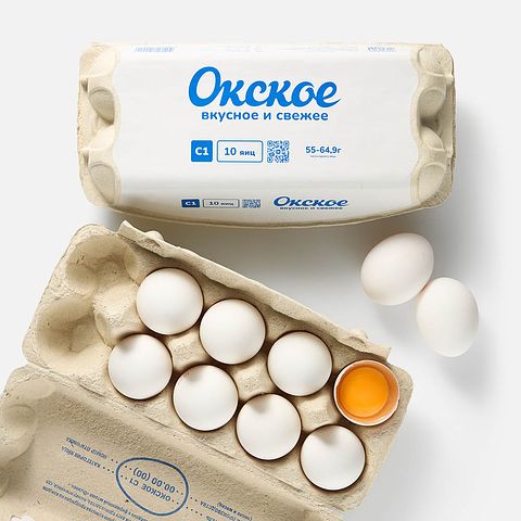 Изображение товара Куриное яйцо Окское, С1, белое, 10 шт.