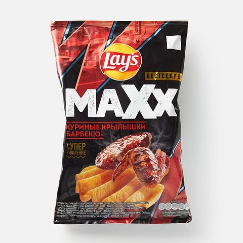 Изображение товара Чипсы Lay’s Maxx, рифлёные, куриные крылышки барбекю, 100 г