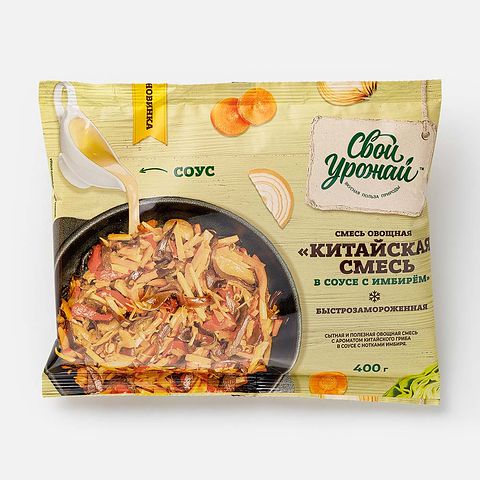 Изображение товара Овощная смесь Свой урожай, китайская в соусе с имбирём, заморозка, 400 г
