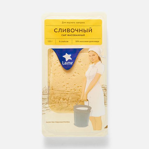Изображение товара Сыр Laime, твёрдый, сливочный, нарезка, 50%, 125 г