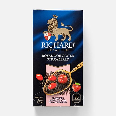 Изображение товара Чёрный чай Richard Royal, Goji & Wild Strawberry, в пакетиках, 25 шт.