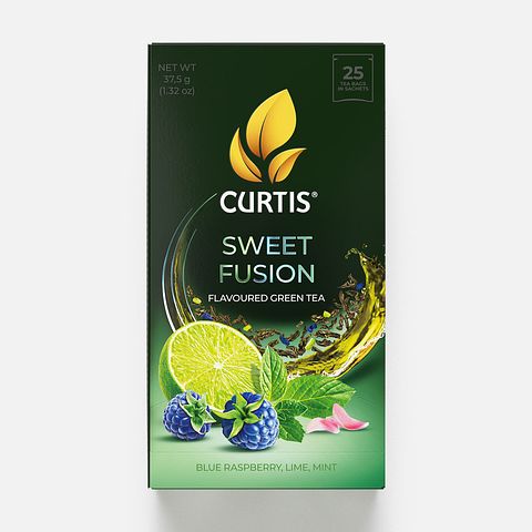 Изображение товара Зелёный чай Curtis Sweet Fusion, с лаймом, синей малиной и мятой, в пакетиках, 25 шт.