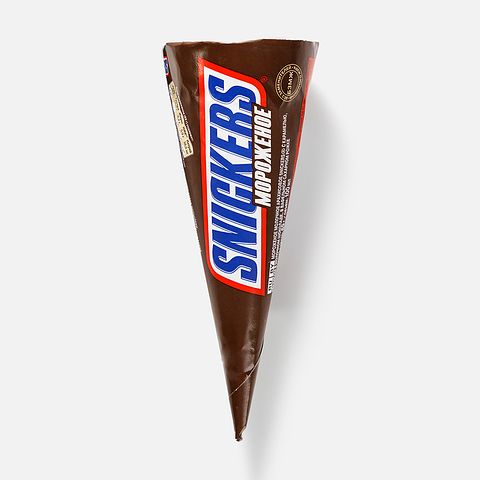 Изображение товара Мороженое Snickers, в вафельном рожке, 69 г