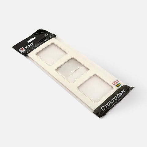 Изображение товара Рамка EKF Proxima, Стокгольм, 3-местная, белая, 1 шт.