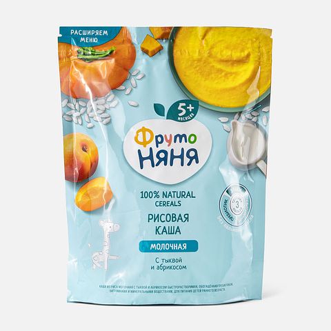Изображение товара Молочная рисовая каша ФрутоНяня Тыква и Абрикос, 200 г, 5+ мес