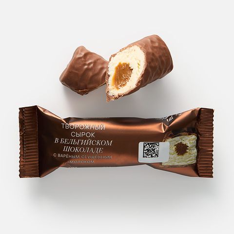 Изображение товара Творожный сырок Самокат, в бельгийском шоколаде, с варёной сгущёнкой, 40 г