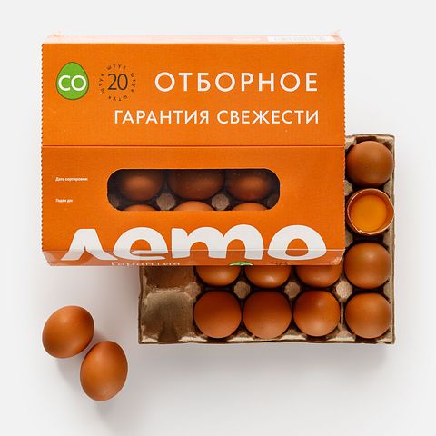 Изображение товара Куриное яйцо Лето, СО, коричневое, 20 шт.