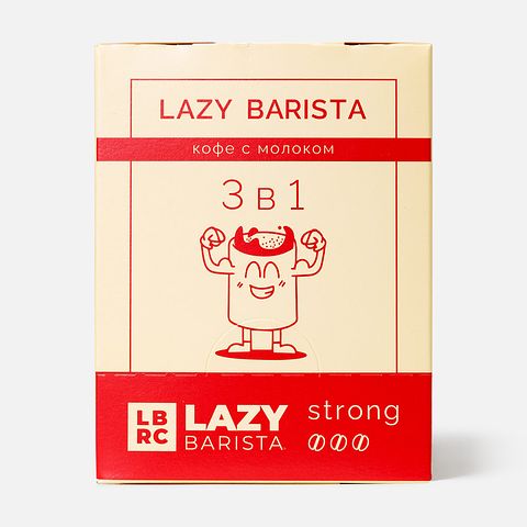 Изображение товара Растворимый кофейный напиток Lazy Barista, Strong, 3 в 1, в сашетах, 20 шт.