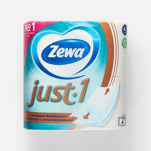 Изображение товара Туалетная бумага Zewa Just 1, 4 слоя, 4 рулона