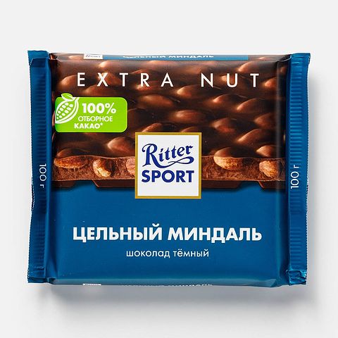 Изображение товара Тёмный шоколад Ritter Sport, с цельным миндалём, 100 г