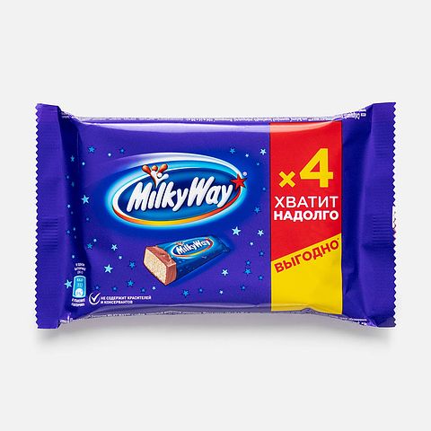 Изображение товара Шоколадные батончики Milky Way, 4 шт., 104 г