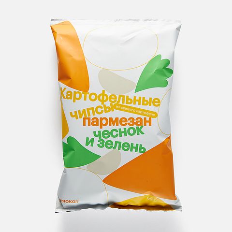 Изображение товара Чипсы Самокат, сыр пармезан с чесноком и зеленью, 80 г
