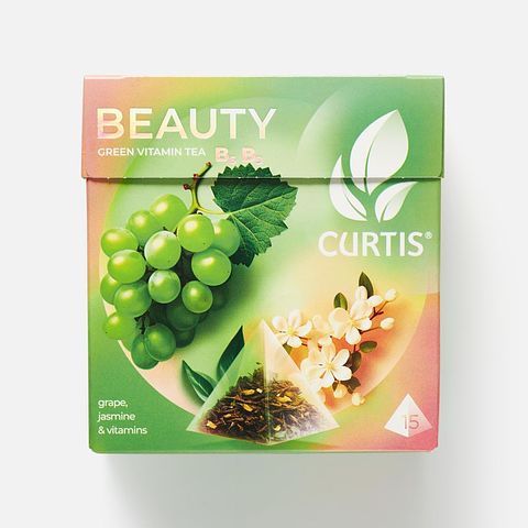 Изображение товара Зелёный чай Curtis, Beauty, виноград, в пирамидках, 15 шт.