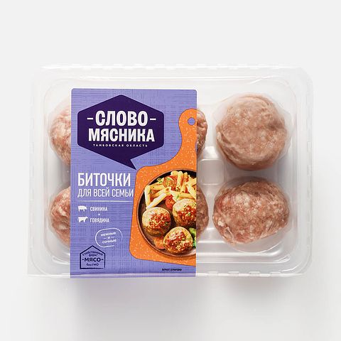 Изображение товара Биточки Слово мясника, По-домашнему, из свинины и говядины, охлаждённые, 360 г