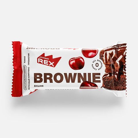 Изображение товара Протеиновое пирожное ProteinRex Brownie, без сахара, вишня, 50 г