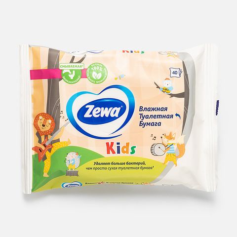 Изображение товара Туалетная бумага Zewa Kids, влажная, 40 шт.