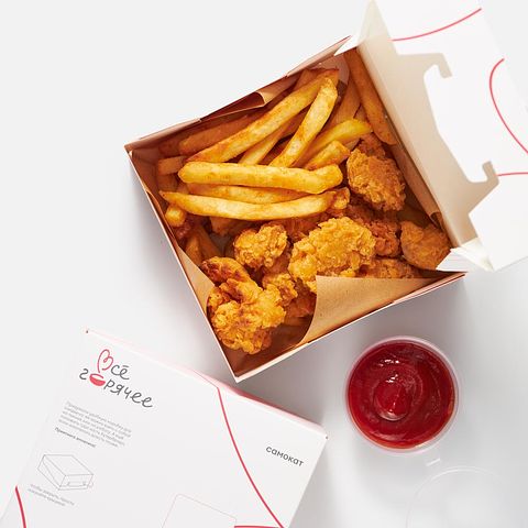 Изображение товара Байтсы Самокат, с чёрным перцем, с картофелем фри и кетчупом, 385 г