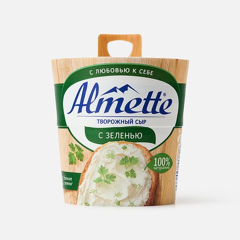 Изображение товара Творожный сыр Almette, мягкий, с зеленью, 60%, 150 г