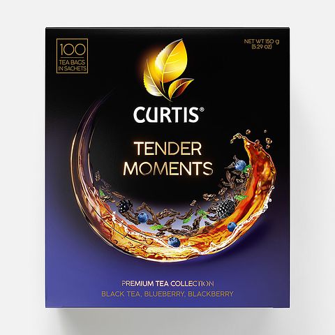 Изображение товара Чёрный чай Curtis Tender Moments, мелколистовой, c черникой, ежевикой и мятой, в пакетиках, 100 шт.