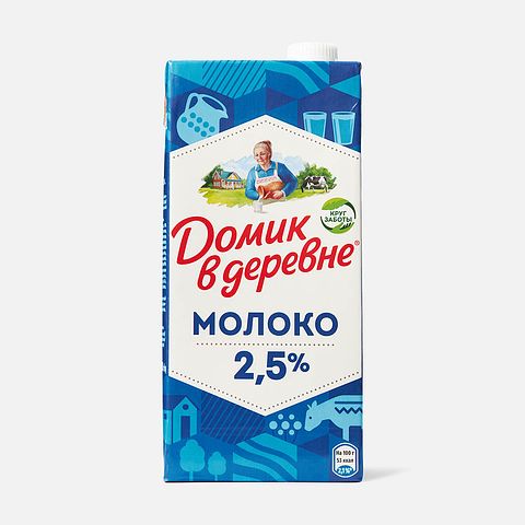 Изображение товара Молоко Домик в деревне, 2,5%, ультрапастеризованное, 950 г