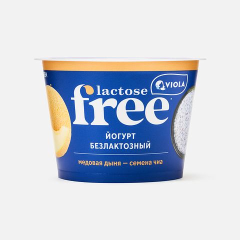 Изображение товара Йогурт Viola, 2,7%, без лактозы, медовая дыня и семена чиа, 180 г