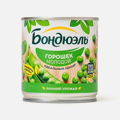 Изображение товара Зелёный горошек Бондюэль, молодой, 212 мл