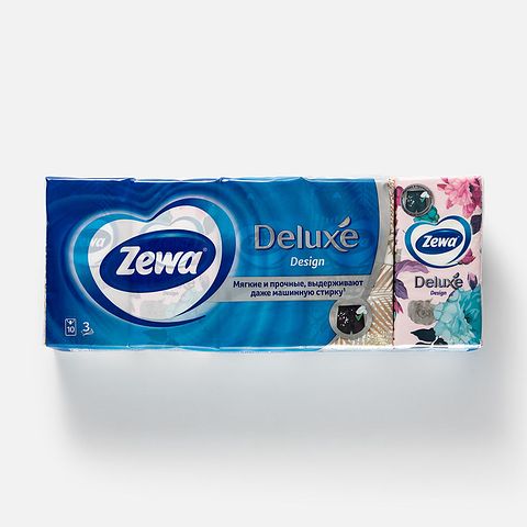 Изображение товара Бумажные носовые платки Zewa Style, 3 слоя, 10 упаковок, 100 шт.
