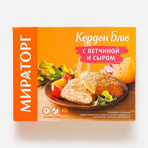 Изображение товара Кордон блю Мираторг, с ветчиной и сыром, заморозка, 405 г