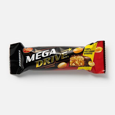 Изображение товара Шоколадный батончик Mega Drive, арахис, нуга и мягкая карамель, 47 г