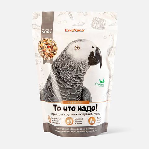 Изображение товара Корм сухой Exoprima То что надо для попугаев Жако, 500 г