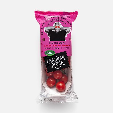 Изображение товара Красные томаты черри Сладкая ягода, на ветке, 200 г