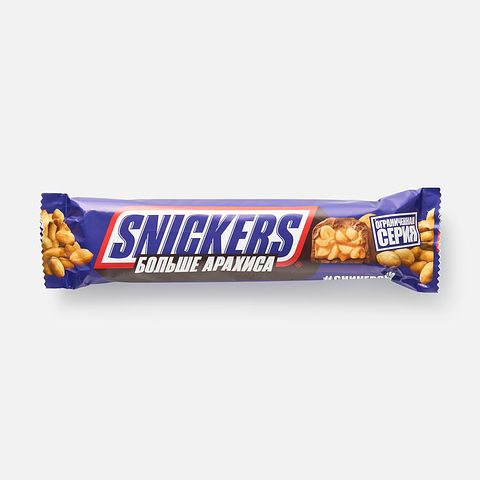 Изображение товара Шоколадный батончик Snickers, Больше арахиса, 87 г