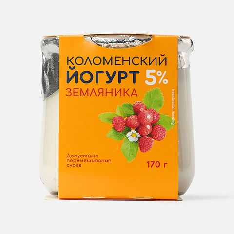 Изображение товара Йогурт Коломенский, 5%, земляника, 170 г