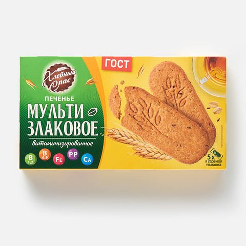 Изображение товара Мультизлаковое печенье Хлебный спас, витаминизированное, 200 г